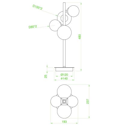 Wofi 8014.04.24.9000 - LED-pöytävalaisin VILLA 4xG9/3W/230V musta