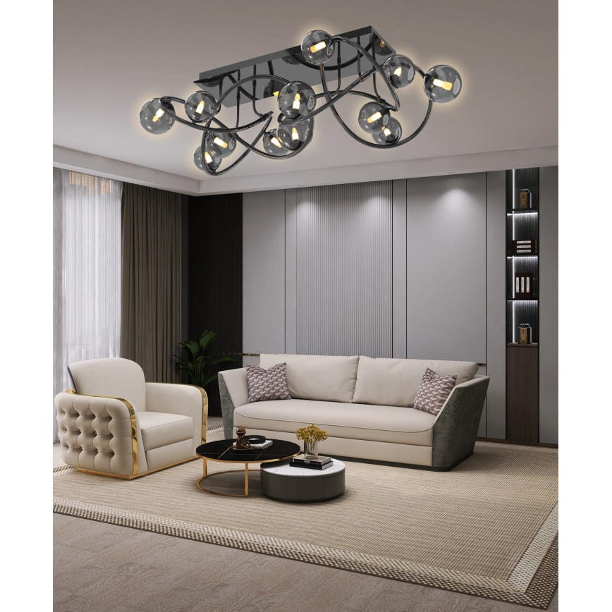 Wofi 9014-1205 - Kiinteä LED-kattokruunu NANCY 12xG9/3,5W/230V musta/kiiltävä kromi