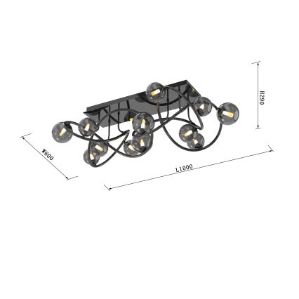 Wofi 9014-1205 - Kiinteä LED-kattokruunu NANCY 12xG9/3,5W/230V musta/kiiltävä kromi