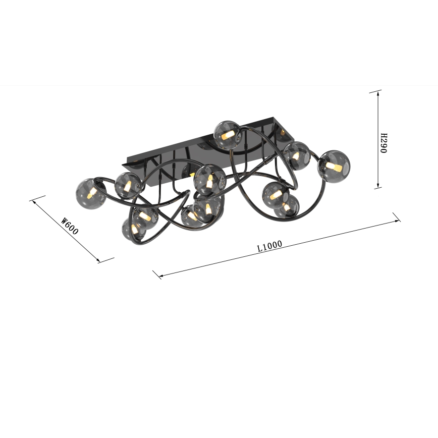 Wofi 9014-1205 - Kiinteä LED-kattokruunu NANCY 12xG9/3,5W/230V musta/kiiltävä kromi