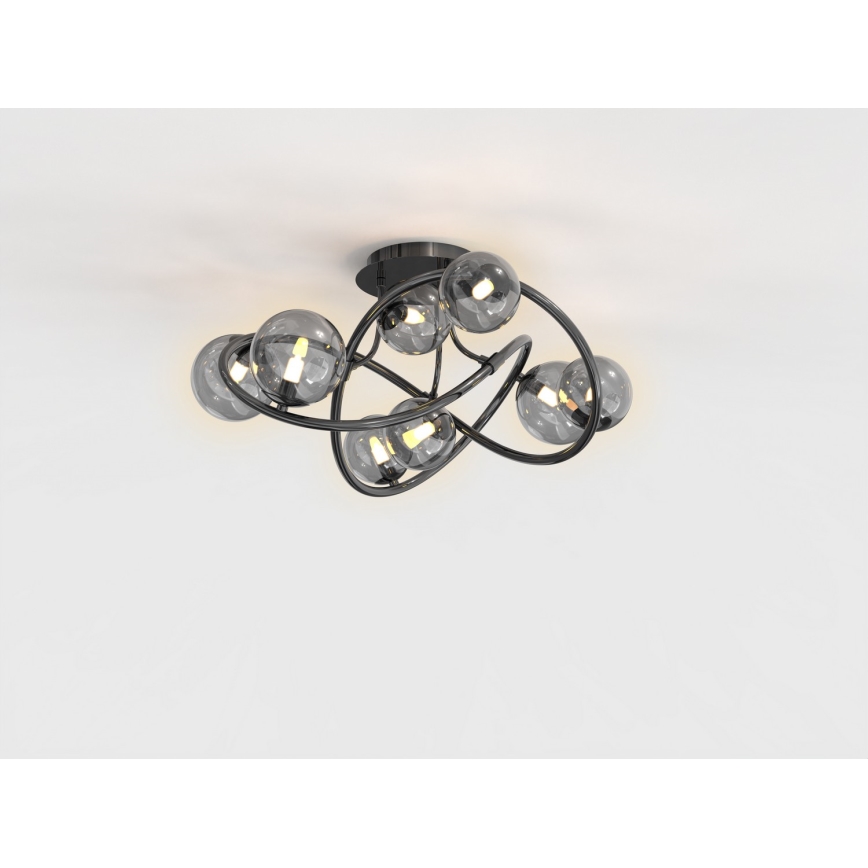 Wofi 9014-805 - Kiinteä LED-kattokruunu NANCY 8xG9/3,5W/230V musta/kiiltävä kromi