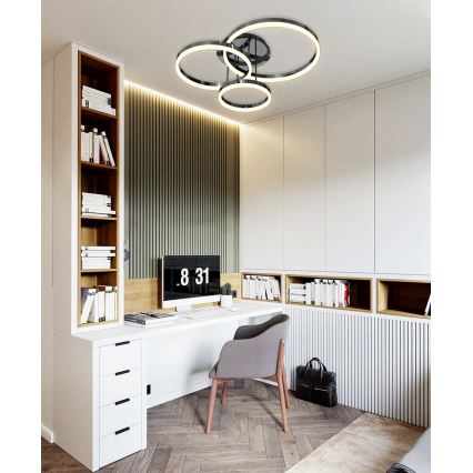 Wofi 9049-405 - LED-himmennyskattokruunu PERPIGNAN LED/51W/230V musta/kiiltävä kromi