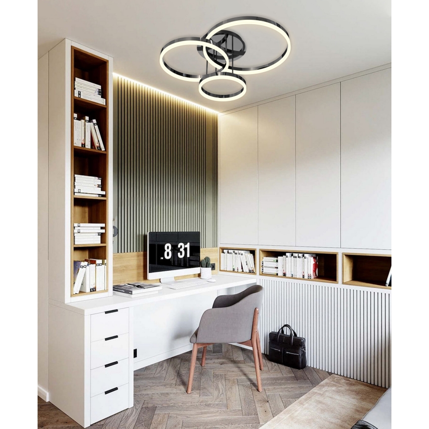 Wofi 9049-405 - LED-himmennyskattokruunu PERPIGNAN LED/51W/230V musta/kiiltävä kromi