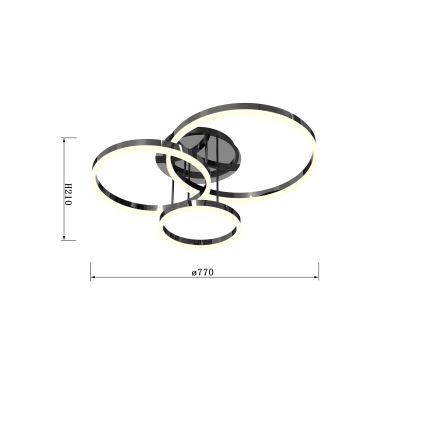 Wofi 9049-405 - LED-himmennyskattokruunu PERPIGNAN LED/51W/230V musta/kiiltävä kromi