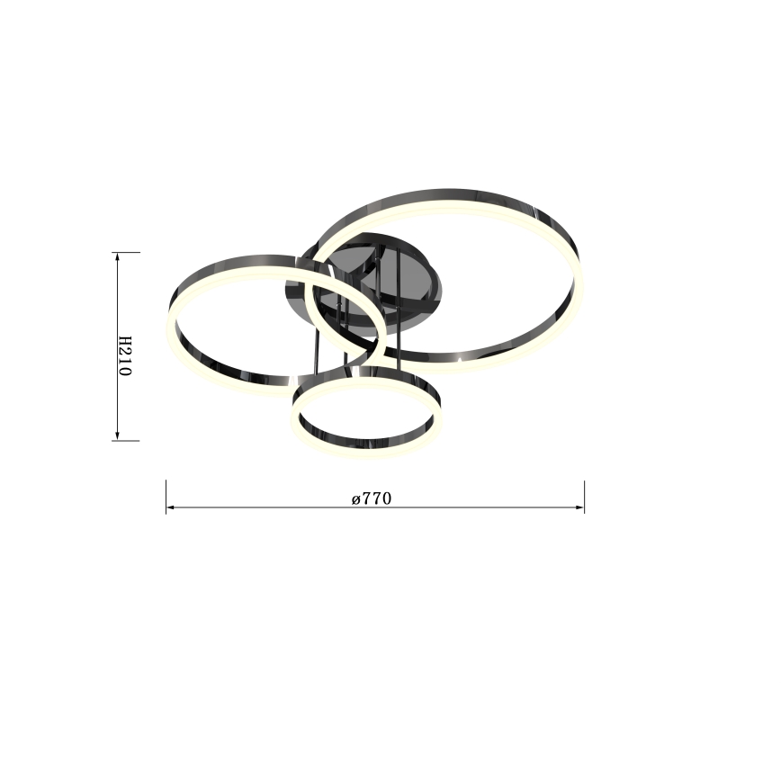 Wofi 9049-405 - LED-himmennyskattokruunu PERPIGNAN LED/51W/230V musta/kiiltävä kromi