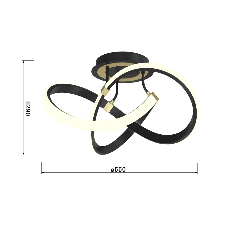 Wofi 9134-104 - LED-himmennyskattokruunu INDIGO LED/44W/230V musta/kulta