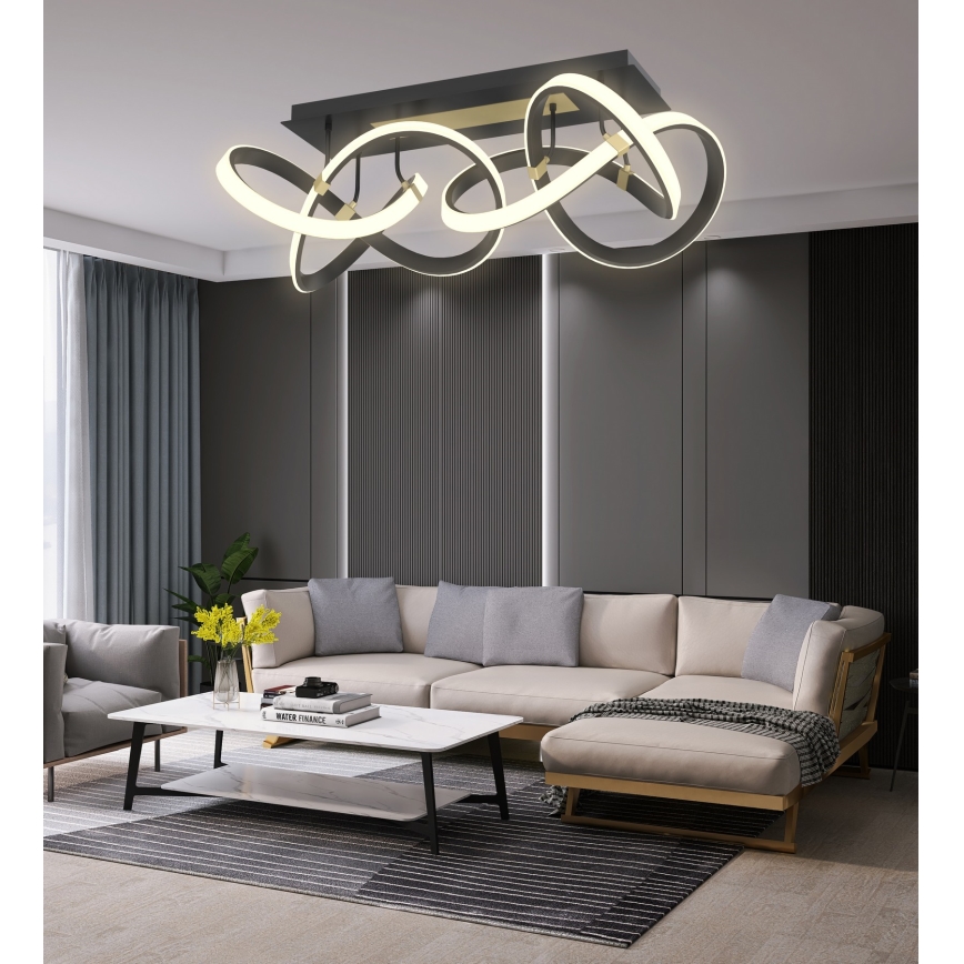 Wofi 9134-204 - LED-himmennyskattokruunu INDIGO LED/64W/230V musta/kulta