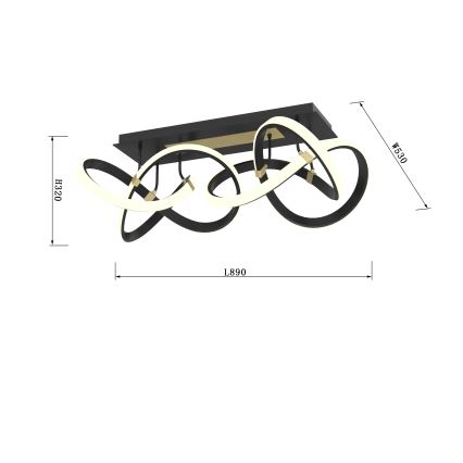 Wofi 9134-204 - LED-himmennyskattokruunu INDIGO LED/64W/230V musta/kulta