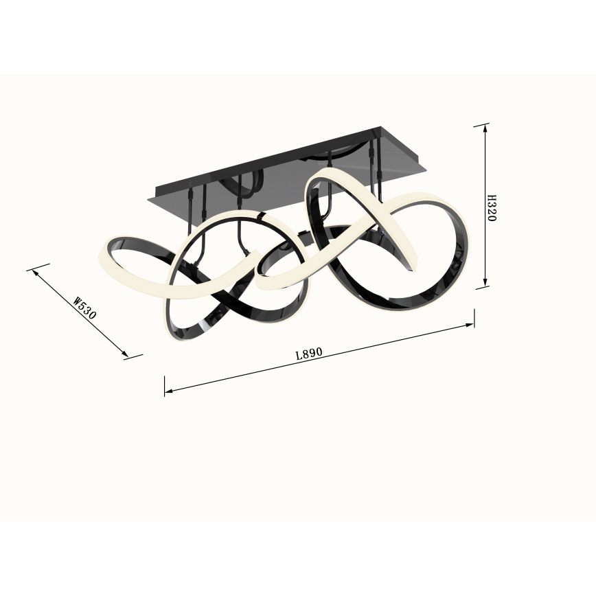 Wofi 9134-205 - LED himmennettävä kattovalaisin INDIGO LED/64W/230V musta/kiiltävä kromi