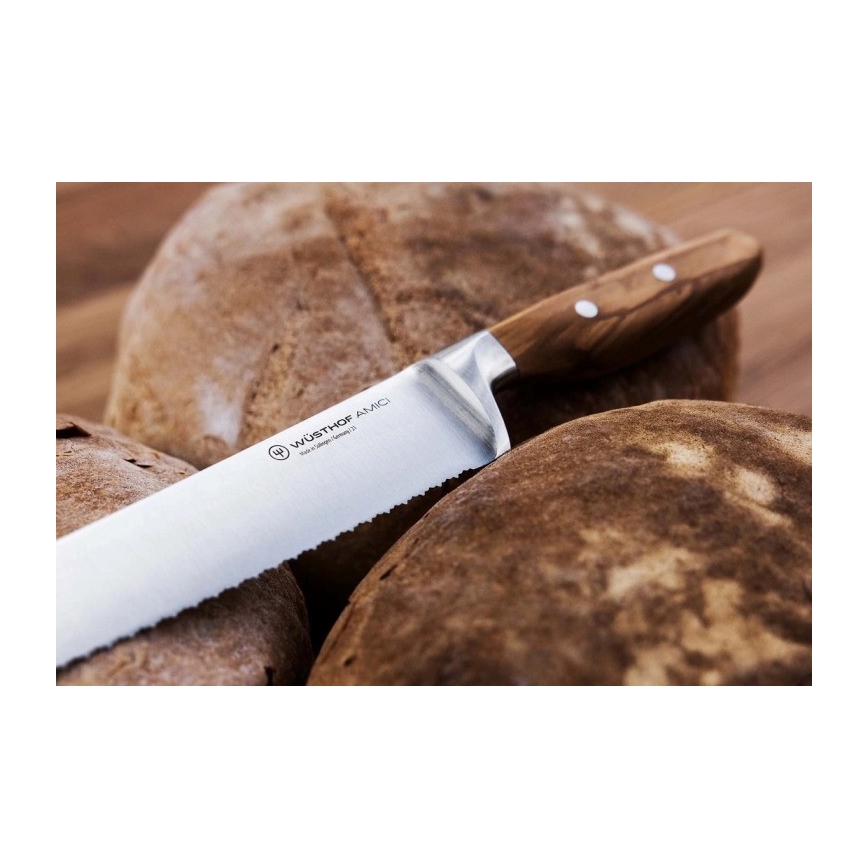 Wüsthof - Keittiön leipäveitsi AMICI 23 cm oliivipuu