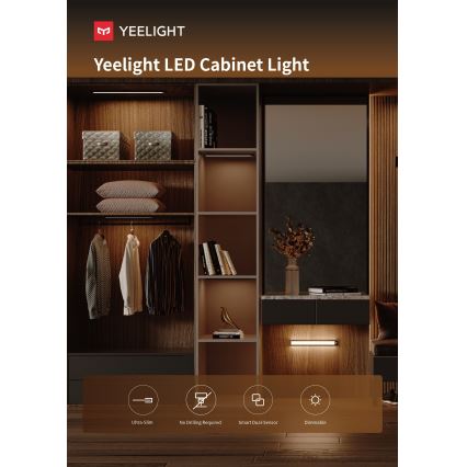 Yeelight - LED Himmennettävä ladattava huonekaluvalaistus anturilla LED/1,8W/1100 mAh 4000K 20 cm hopea