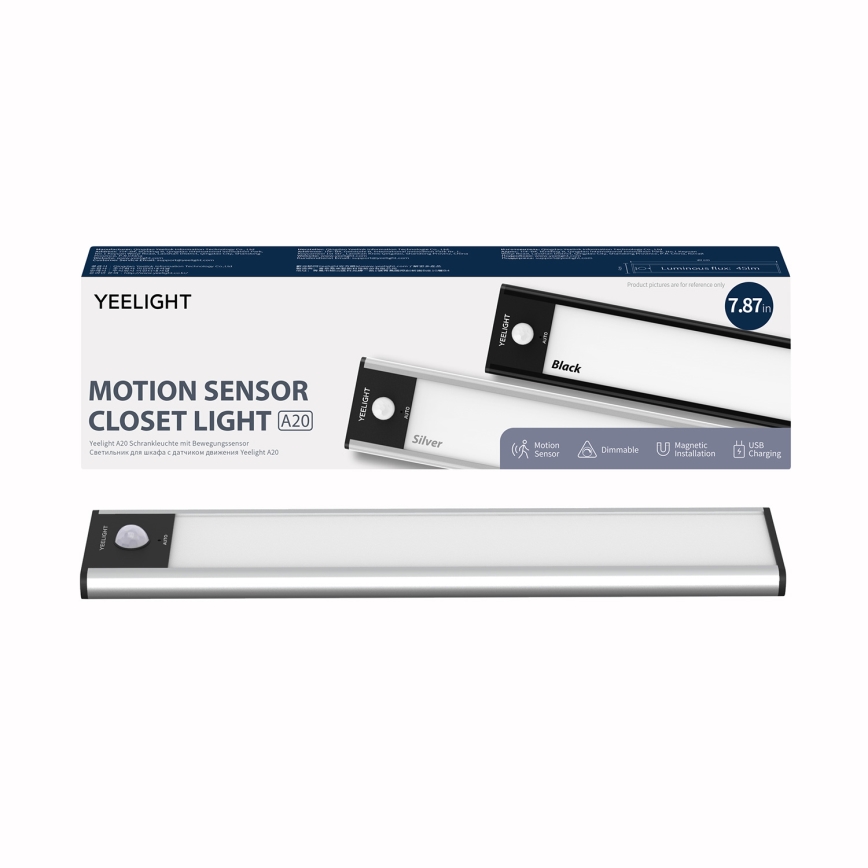 Yeelight - LED Himmennettävä ladattava huonekaluvalaistus anturilla LED/1,8W/1100 mAh 4000K 20 cm hopea