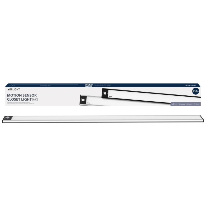 Yeelight - LED Himmennettävä ladattava huonekaluvalaistus anturilla LED/2,4W/2200 mAh 2700K 60 cm hopea
