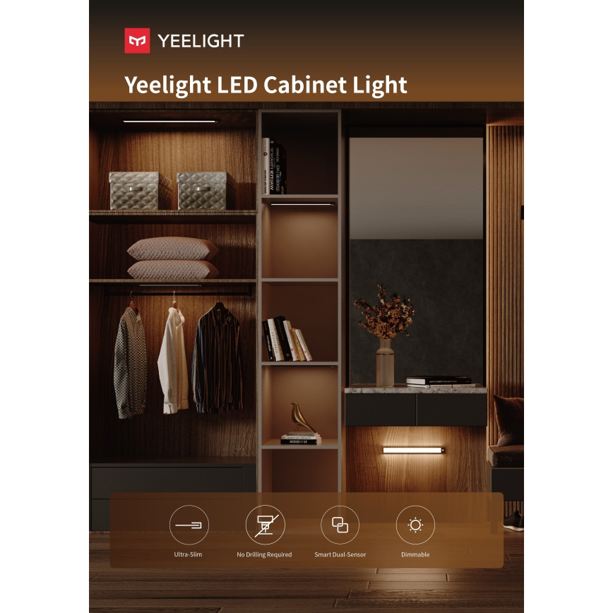 Yeelight - LED Himmennettävä ladattava huonekaluvalaistus anturilla LED/2,4W/2200 mAh 4000K 60 cm musta