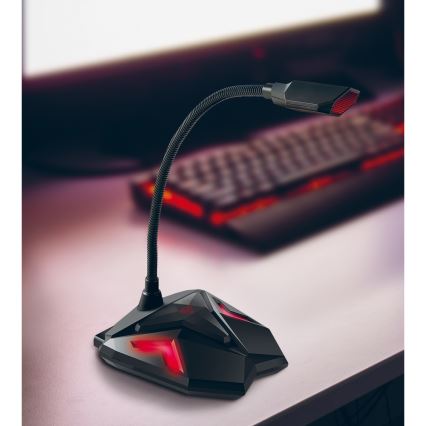 Yenkee - LED USB pelimikrofoni 5V musta/punainen
