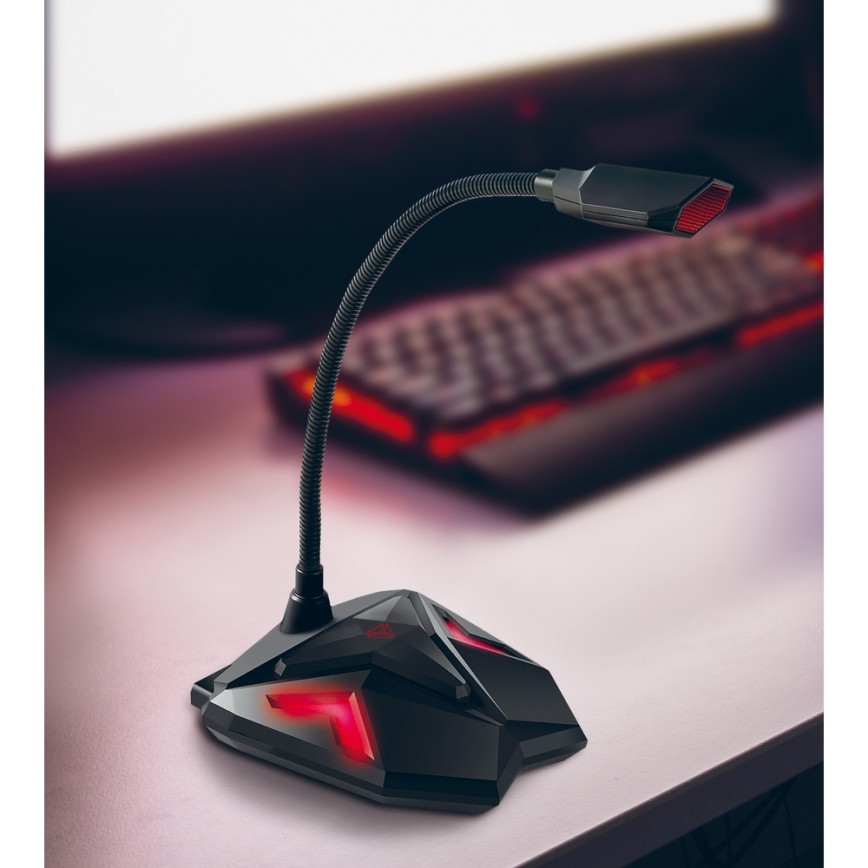 Yenkee - LED USB pelimikrofoni 5V musta/punainen
