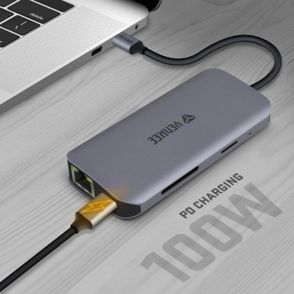 Yenkee - Moniporttinen sovitin 8in1 USB Type C