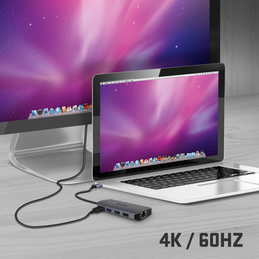 Yenkee - Moniporttinen sovitin 8in1 USB Type C