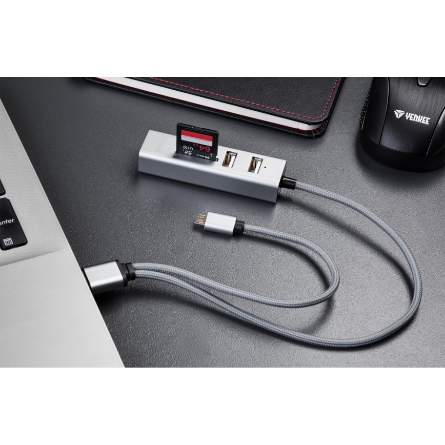 Yenkee - USB Splitter 2.0 ja OTG ja kortinlukija