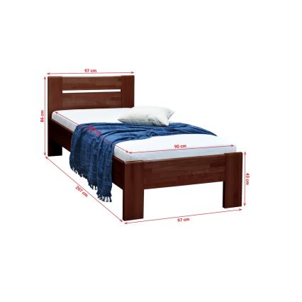 Yhden hengen sänky AMBER 90x200 cm, tumma pähkinä