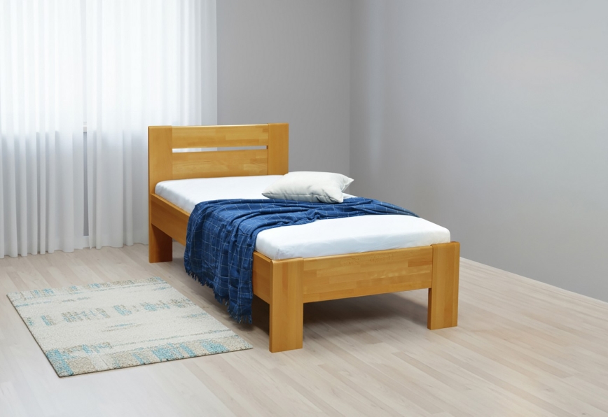 Yhden hengen sänky AMBER 90x200 cm, vaalea pähkinä