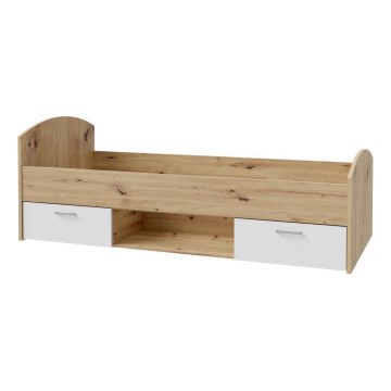 Yhden hengen sänky säilytystilalla URO 90 x 200 cm, artisan-tammi/valkoinen