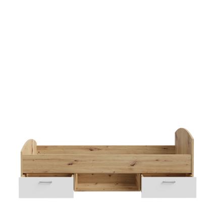 Yhden hengen sänky säilytystilalla URO 90x200 cm artisan-tammi/valkoinen