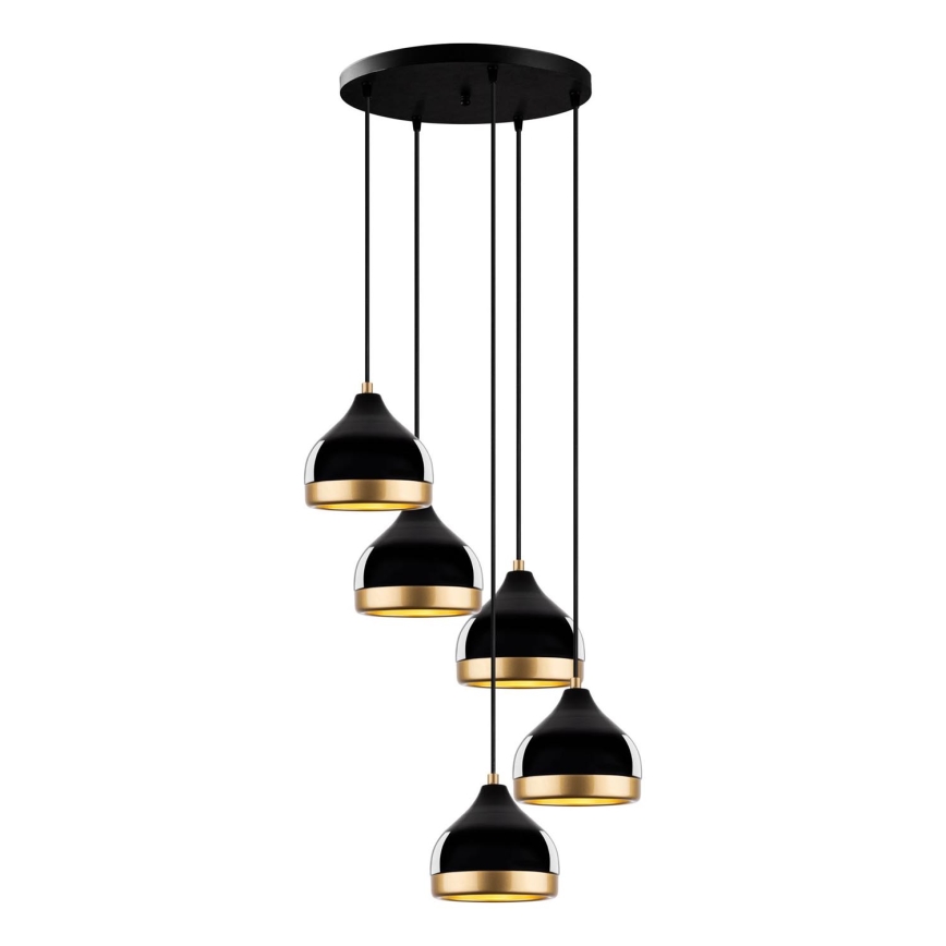 YILDO-riippuvalaisin, 5xE27/40W/230V, musta/kultainen