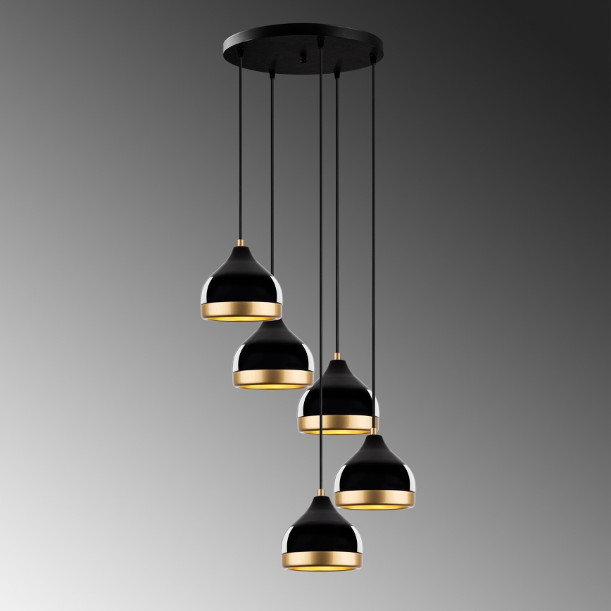 YILDO-riippuvalaisin, 5xE27/40W/230V, musta/kultainen
