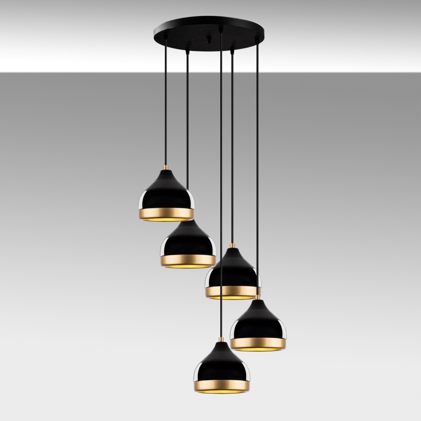 YILDO-riippuvalaisin, 5xE27/40W/230V, musta/kultainen