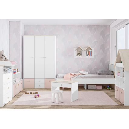 Yöpöytä BUBO 58x69 cm valkoinen/vaalea koivu