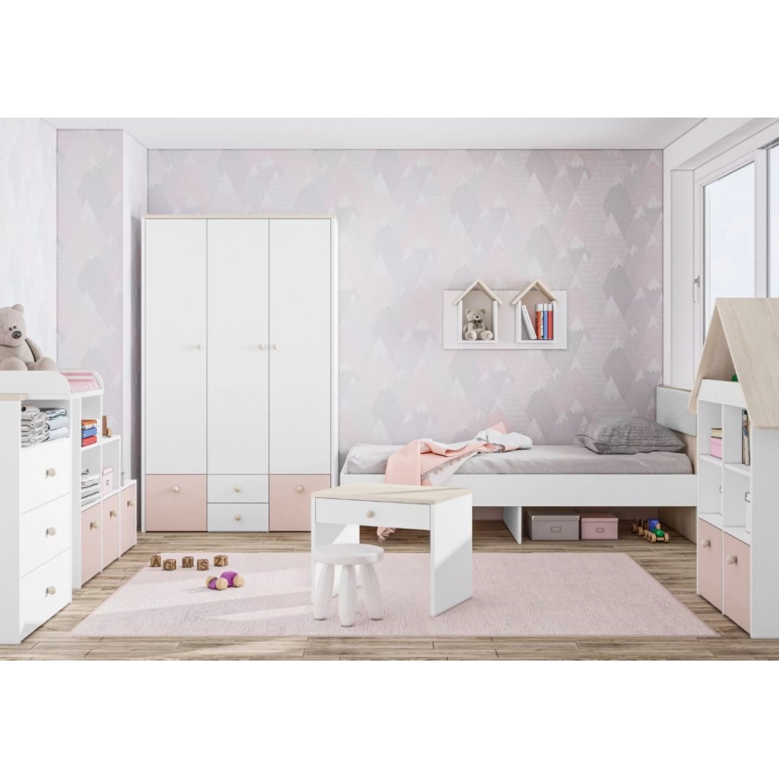 Yöpöytä BUBO 58x69 cm valkoinen/vaalea koivu