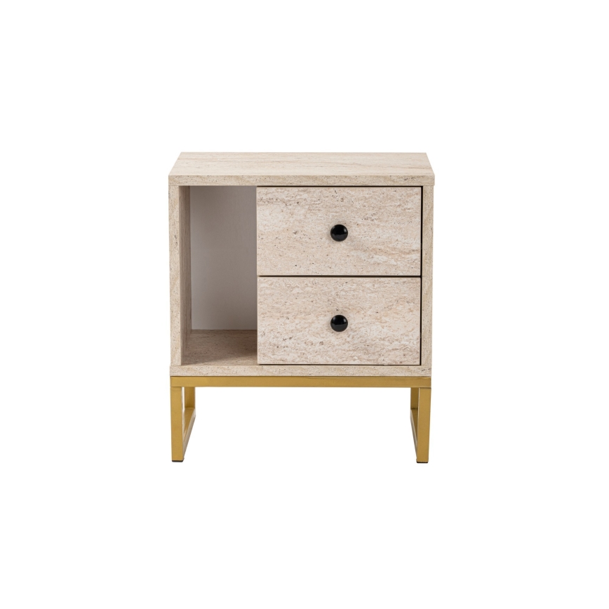 Yöpöytä GLIMMER 50x45,2 cm beige/kulta