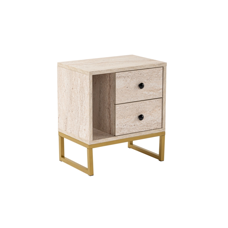 Yöpöytä GLIMMER 50x45,2 cm beige/kulta