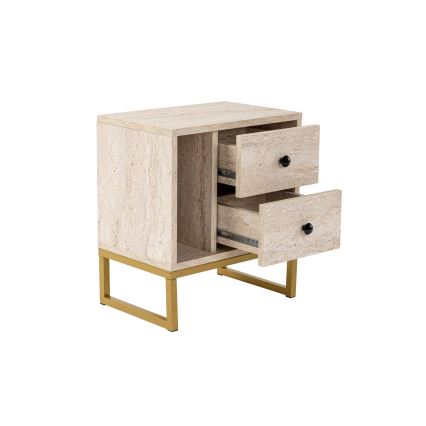 Yöpöytä GLIMMER 50x45,2 cm beige/kulta