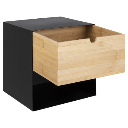 Yöpöytä seinäkiinnitysvaihtoehdolla BEKIM musta/bambu
