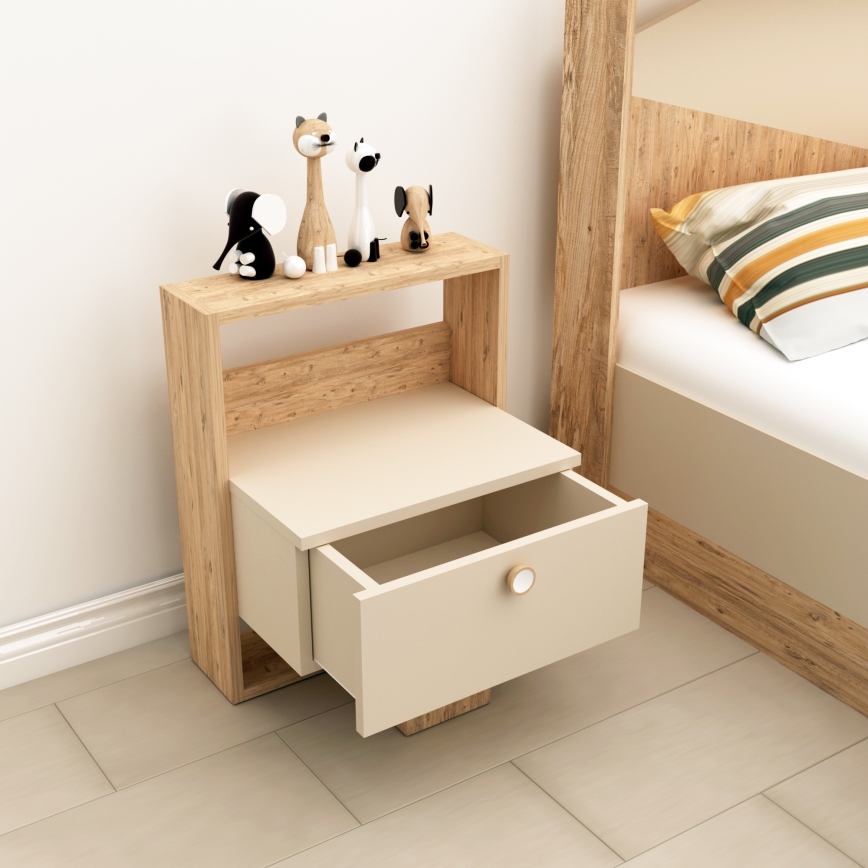 Yöpöytä SNEKER 60x48,6 cm beige/atlantin mänty