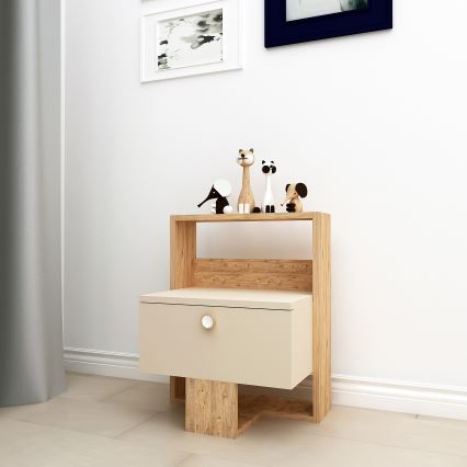 Yöpöytä SNEKER 60x48,6 cm beige/atlantin mänty