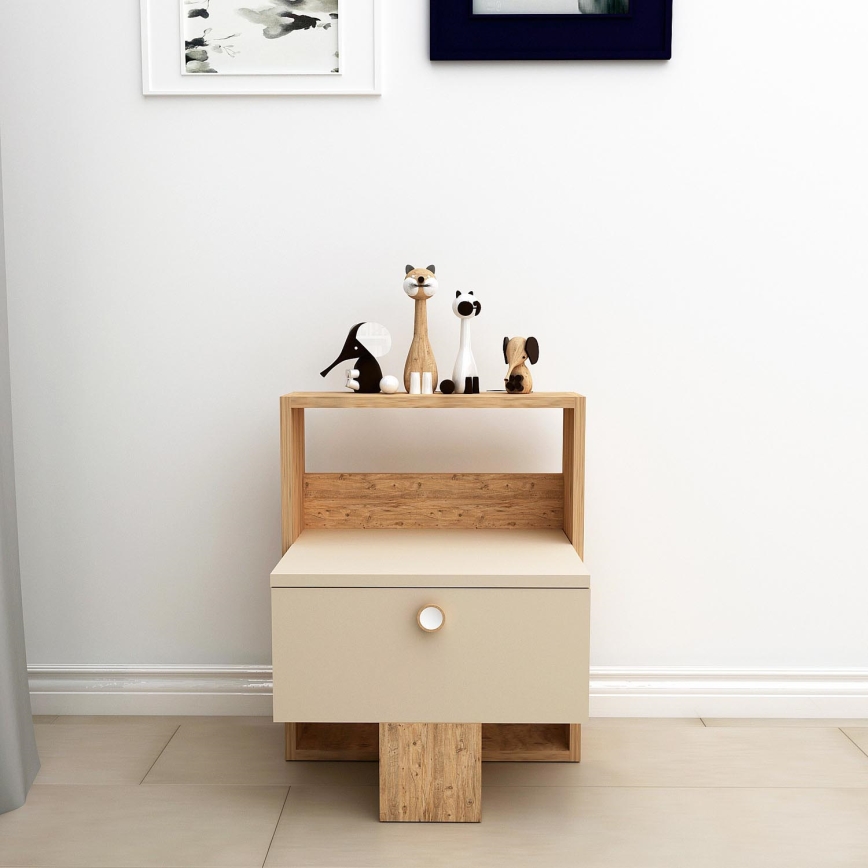 Yöpöytä SNEKER 60x48,6 cm beige/atlantin mänty