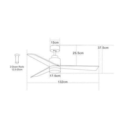 Zambelis 19135 - LED Kattotuuletin LED/15W/230V 3000/4000/6000K + kauko-ohjaus