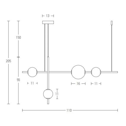 Zambelis 20131 - Himmennettävä LED-kattokruunu johdossa LED/18W/230V