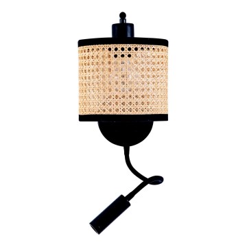 Zambelis 20355 - LED-seinävalaisin 1xE27/40W + LED/3W/230V rottinki