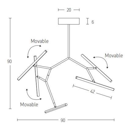 Zambelis 2070 - Himmennettävä LED-riipuskattokruunu LED/49W/230V musta