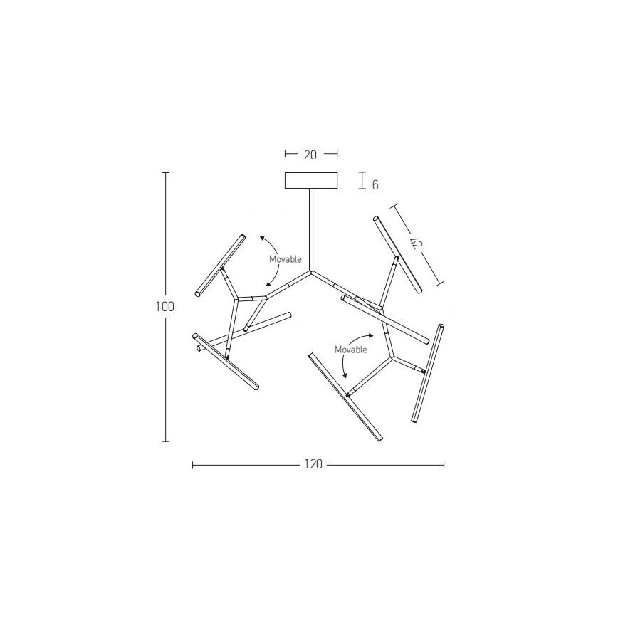 Zambelis 2072 - Himmennettävä LED-riipuskattokruunu LED/68W/230V musta