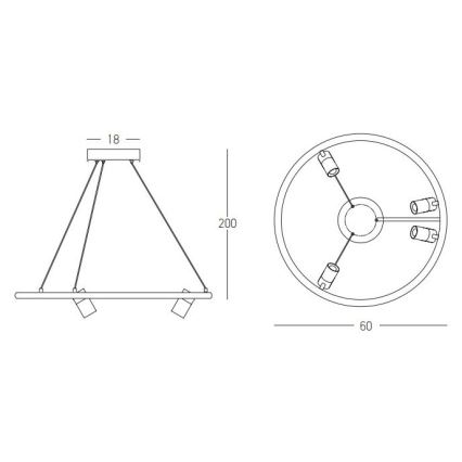 Zambelis 22012 - Himmennettävä LED-kattokruunu johdossa LED/47W/230V halkaisija 60 cm musta