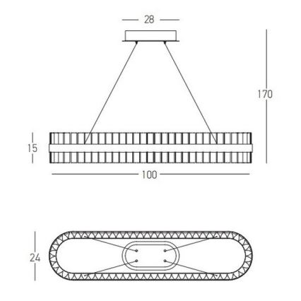 Zambelis 22041 - Himmennettävä LED-kattokruunu johdossa LED/68W/230V kulta