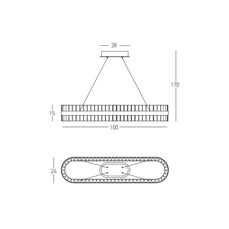 Zambelis 22041 - Himmennettävä LED-kattokruunu johdossa LED/68W/230V kulta