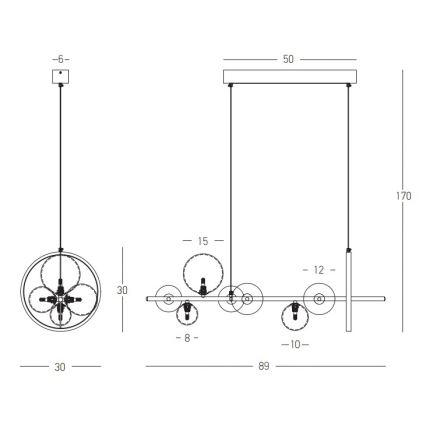 Zambelis 22063 - Himmennettävä LED-kattokruunu johdossa LED/14W + 7xG9/7W/230V