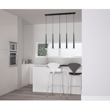 Zambelis 22112 - Himmennettävä LED-kattokruunu johdossa 5xLED/3W/230V CRI90 musta