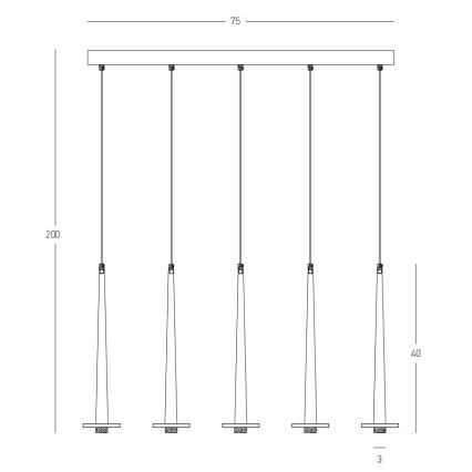 Zambelis 22112 - Himmennettävä LED-kattokruunu johdossa 5xLED/3W/230V CRI90 musta